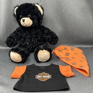 Vintage 2003-2004 Harley Davidson Build A Bear Black Teddy Outfit Condo Box